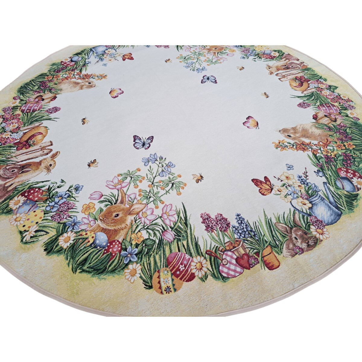 Obrus Okrągły Wielkanocny Na Stół 140 Cm Ozdobny Dekoracyjny