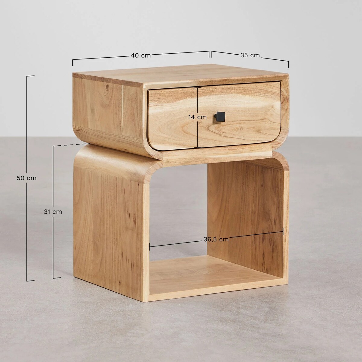 Szafka stolik nocny drewno mango, naturalny, Ferni, 40x35 cm