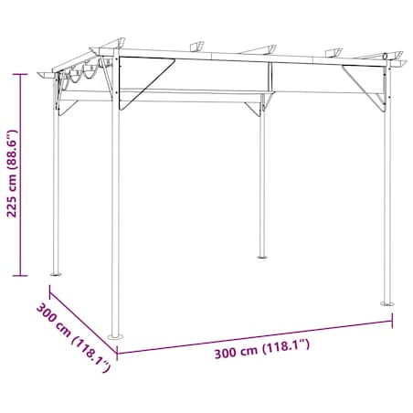 vidaXL Pergola ogrodowa ze zwijanym dachem, 3x3 m, antracyt, 180 g/m²