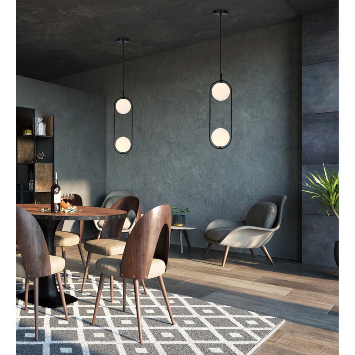 Modernistyczny zwis salonowy Cordel czarna biała balls