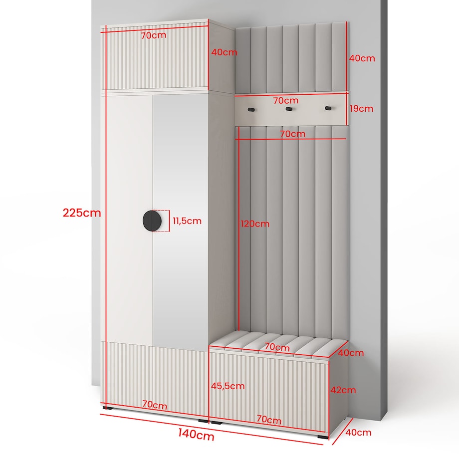 Pojemna garderoba Ritmo wersja 4 z panelami Trinity 14 kaszmir