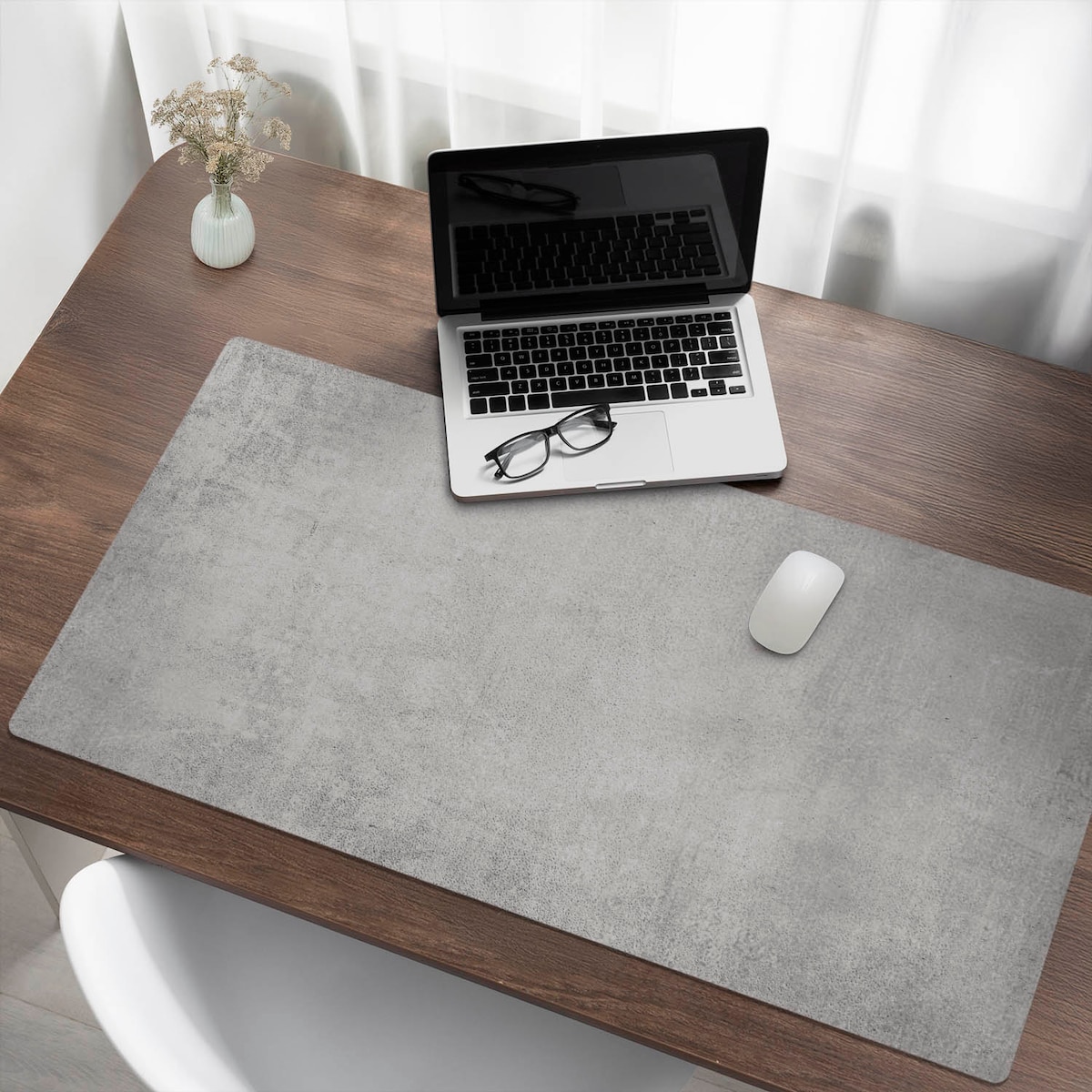 Szara mata na biurko Betonowa tekstura, 120x60 cm