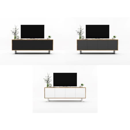 Industrialna Szafka RTV Loft Komoda RTV Dąb Wotan Biały MAT 150 cm