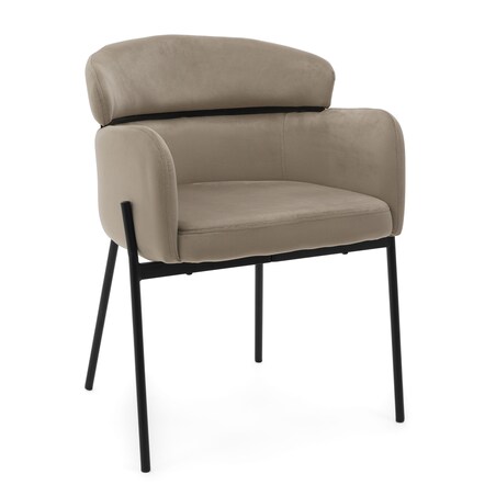 Krzesło tapicerowane welurowe do salonu BOLZANO ciemnobeżowe