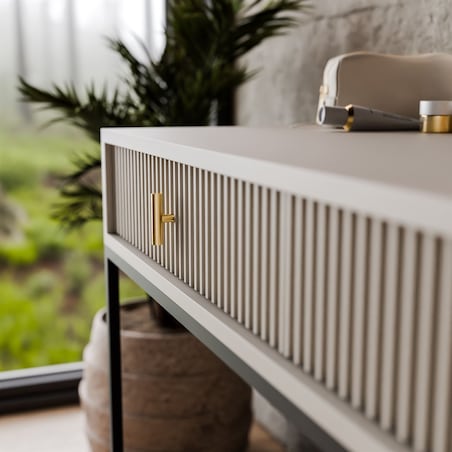 Toaletka MIDNIGHT na stelażu z lustrem i oświetleniem LED, kaszmir