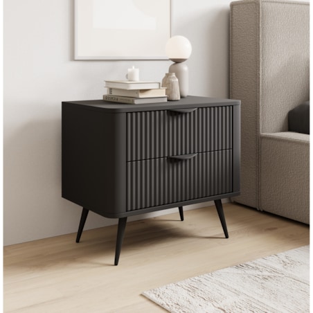 Stolik nocny ryflowany LENA w kolorze czarnym