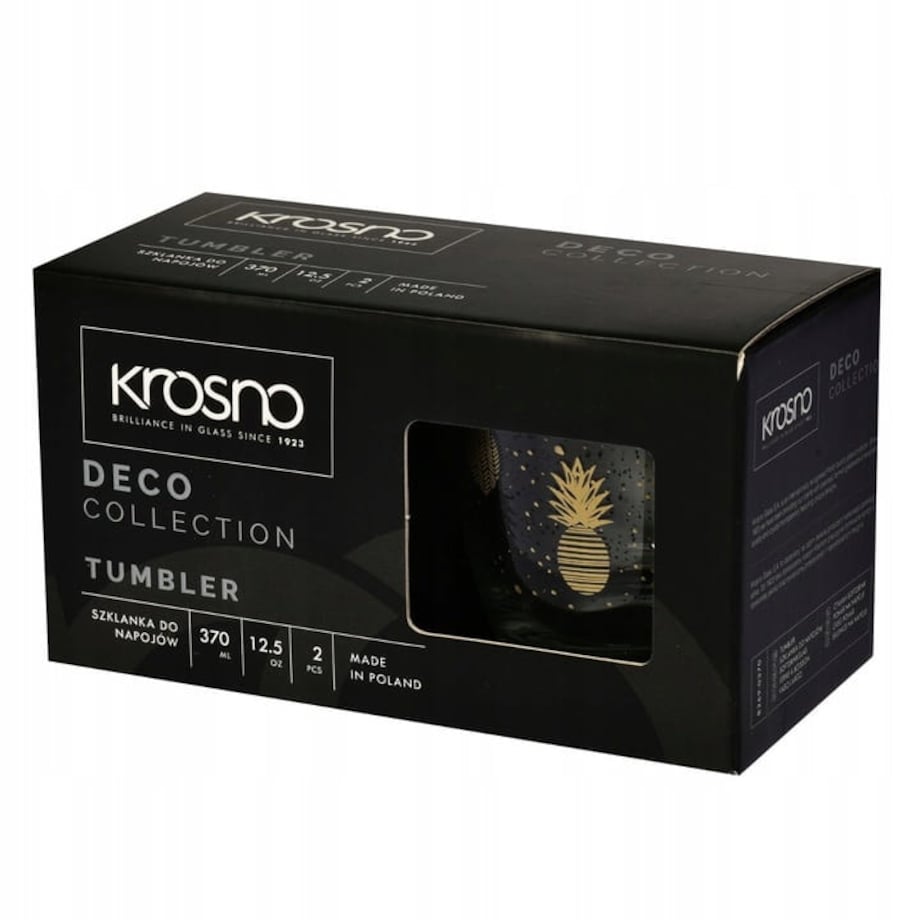 Szklanki Ozdobne Dekoracyjne Deco Ananasy Krosno 2 x 370 ml do Napojów Duet