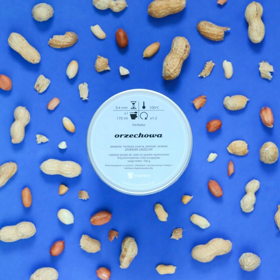 Herbata czarna ORZECHOWA o smaku kruchych kremowych orzeszków PREMIUM - herbata liściasta sypana mieszanka napar susz - gotowa na prezent upominek