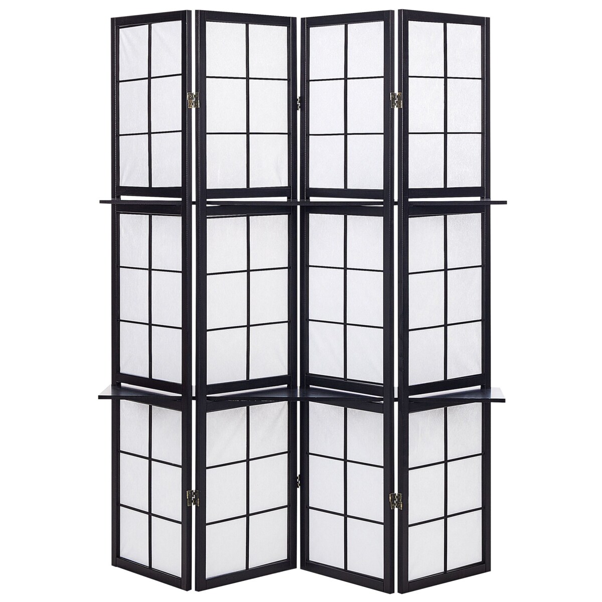 4-panelowy składany parawan pokojowy drewniany 170 x 120 cm czarny GOMAGOI