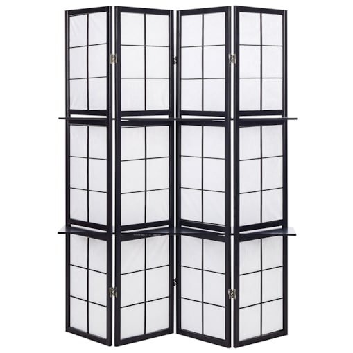 4-panelowy składany parawan pokojowy drewniany 170 x 120 cm czarny GOMAGOI