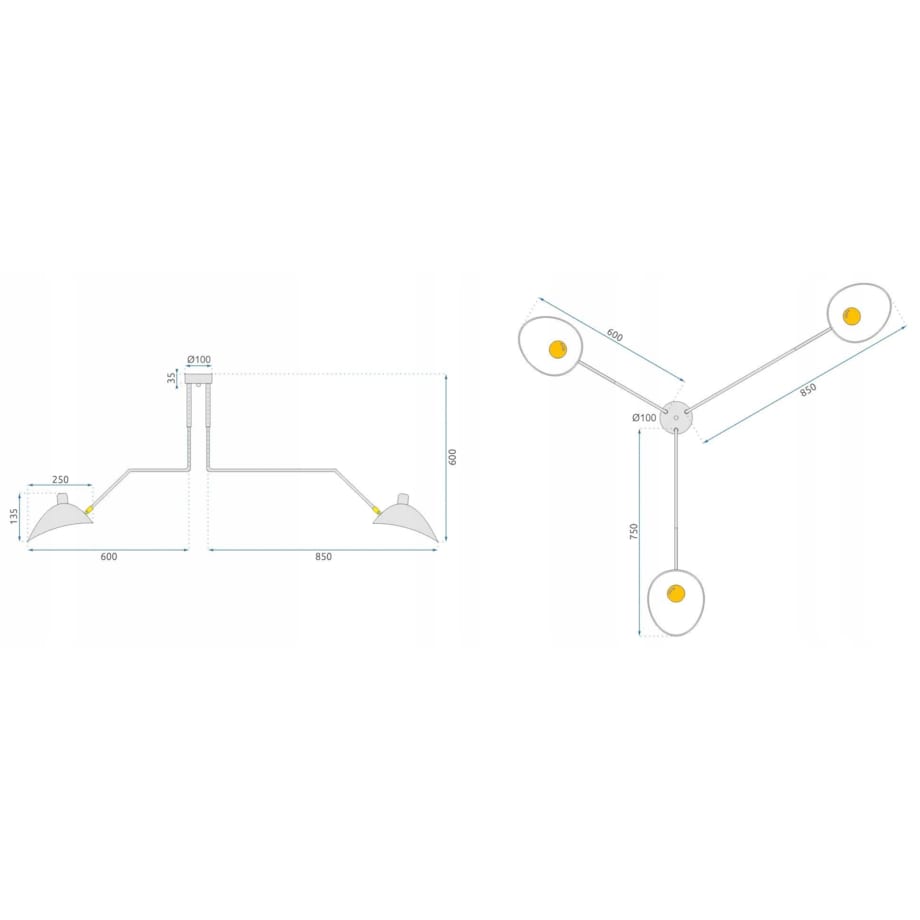 Lampa Sufitowa Wisząca Czarna 3 Ramienna Pająk Xxl
