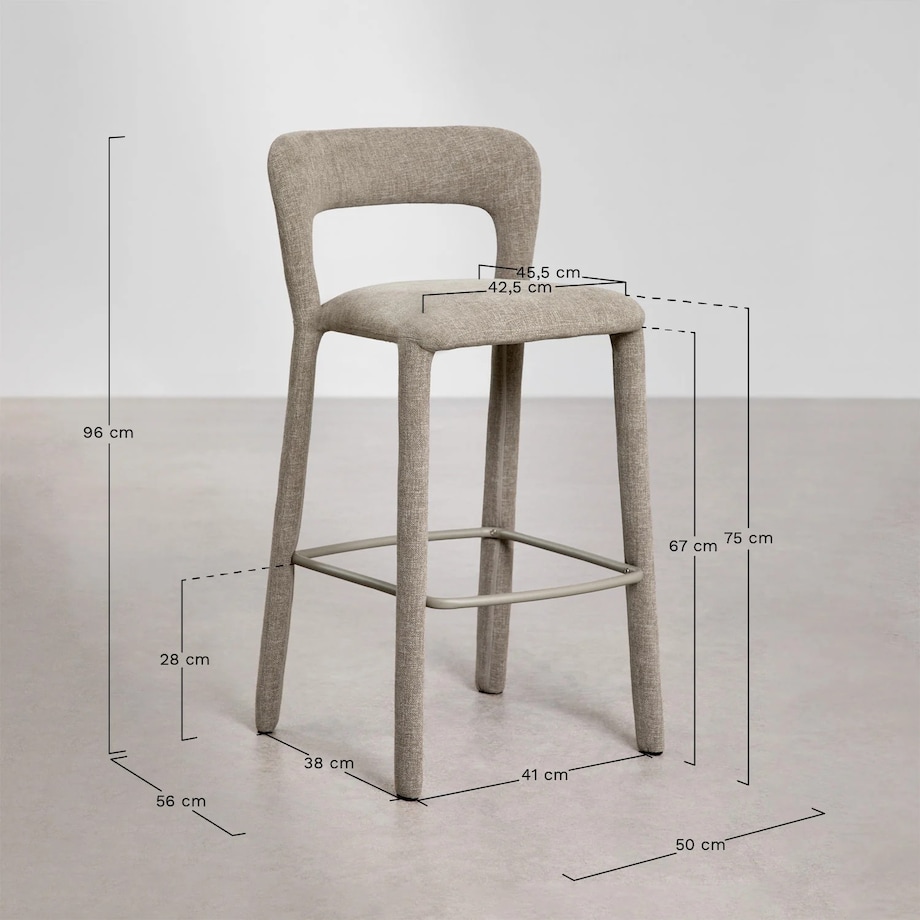 Krzesło barowe tapicerowane, różowe, Brussels ↑75 cm