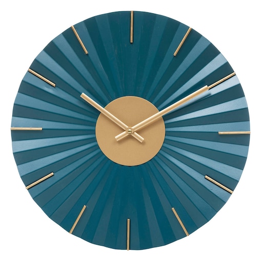 Zegar ścienny JIL, niebieski, złote wskazówki, Ø 45 cm