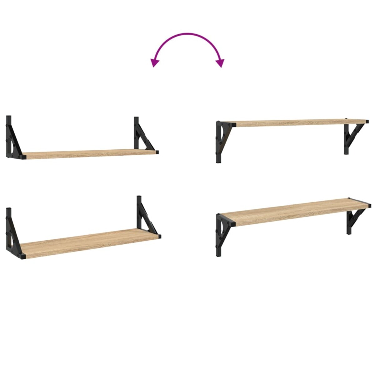 vidaXL Półki ścienne, 2 szt., dąb sonoma, 60x15x15,5 cm