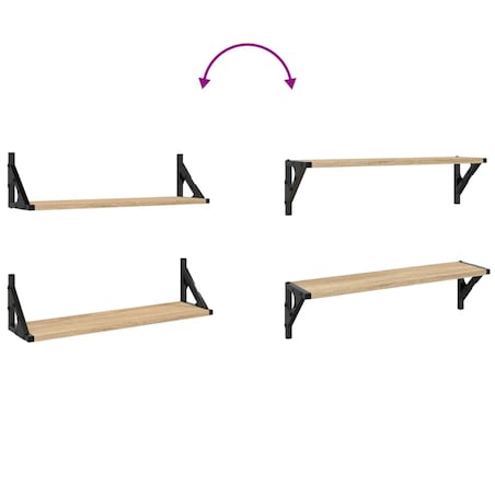 vidaXL Półki ścienne, 2 szt., dąb sonoma, 60x15x15,5 cm