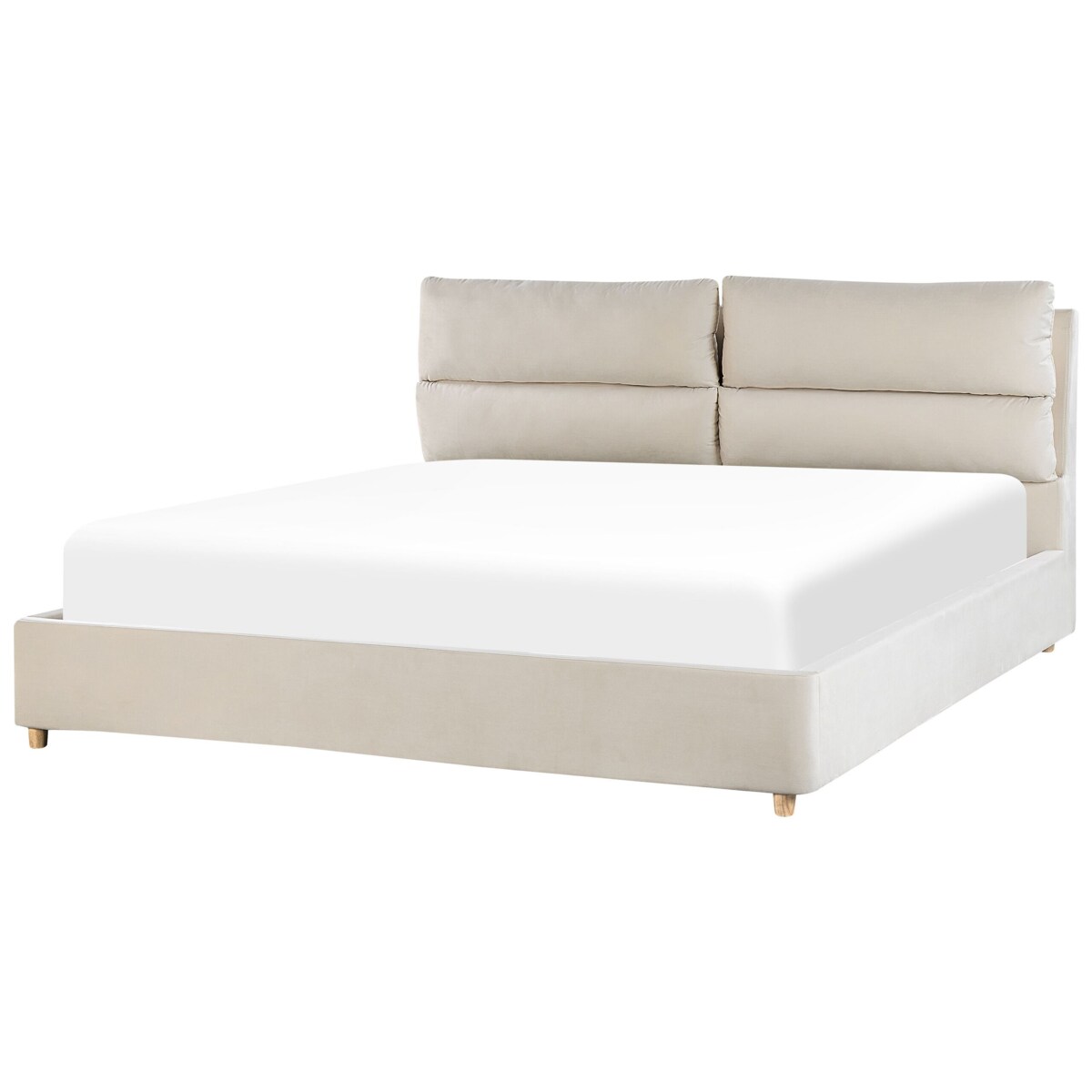 Łóżko z pojemnikiem welurowe 180 x 200 cm beżowe BATILLY