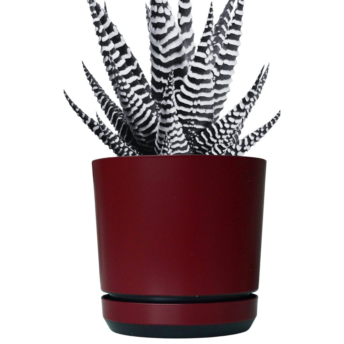 14 Doniczka z podstawką wzór BORDOWY nowoczesna z połyskiem elegancka pół mat