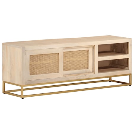 vidaXL Szafka pod TV, 110x30x40 cm, lite drewno mango i żelazo