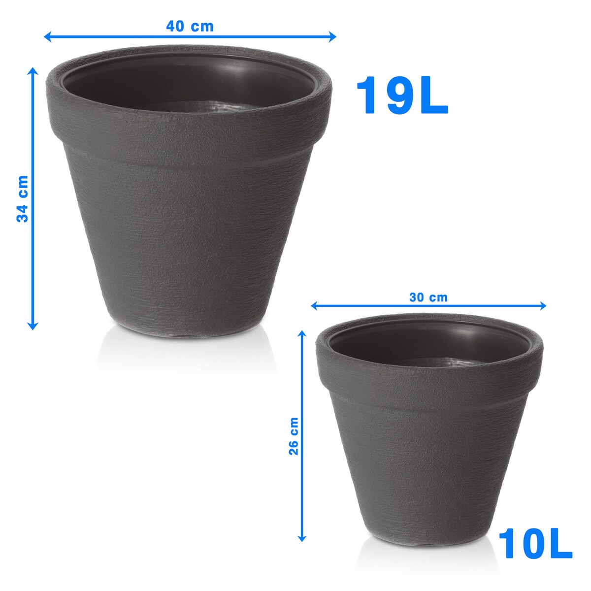 Doniczka Donica Ogrodowa 30/35/40/45 Cm Zestaw Efekt Cegły Na Taras Do Ogrodu Domu Antracytowa