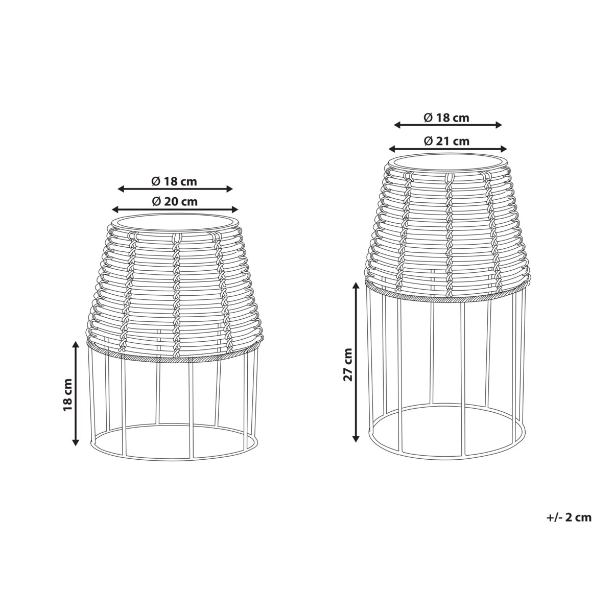 Zestaw 2 doniczek na stojaku z technorattanu brązowy BORAGO