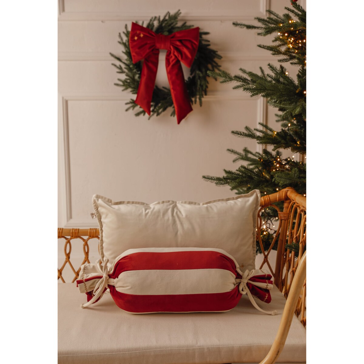 Poduszka Świąteczna Cukierek Carmin Red