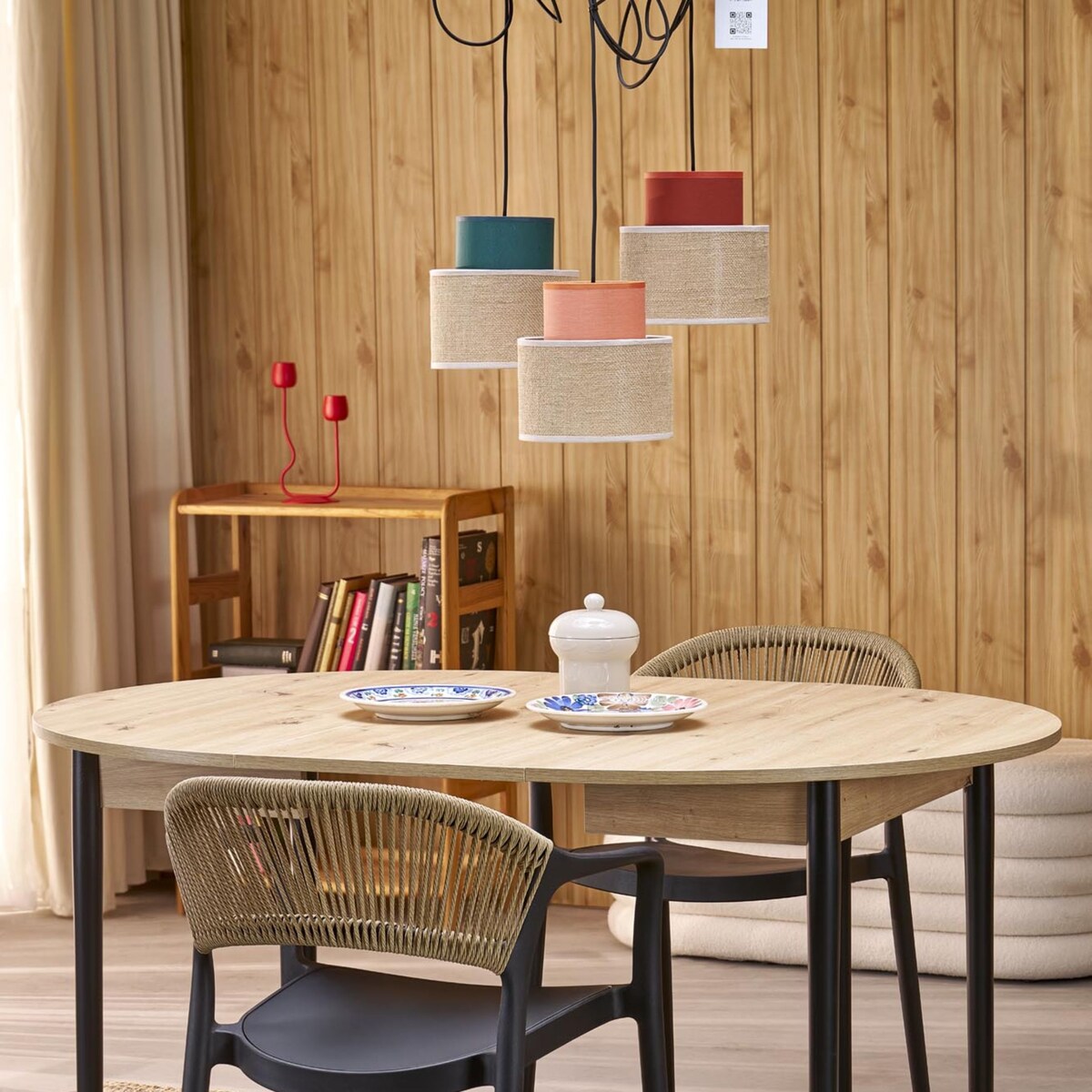 Lampa wisząca TK Lighting DUO JUTA MIX 3140, 3xE27, juta, regulacja wysokości, multikolor