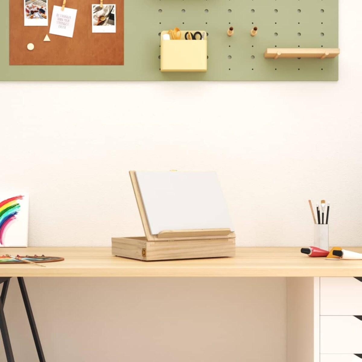 vidaXL Sztaluga stołowa z szufladą, 33,5x25,5x7 cm, drewno sosnowe