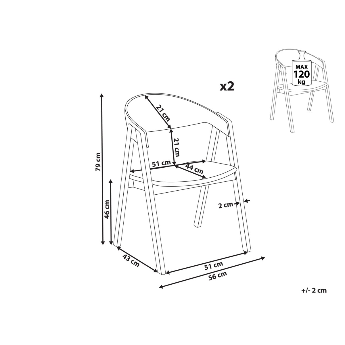 Zestaw 2 krzeseł do jadalni ciemne drewno z szarym YUBA