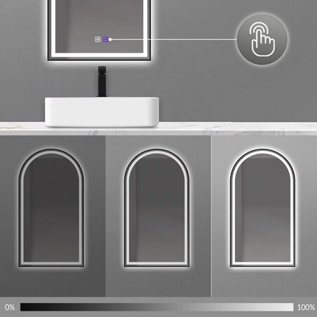 Lustro ścienne LED z czarną ramą DASH BLACK 60x100cm