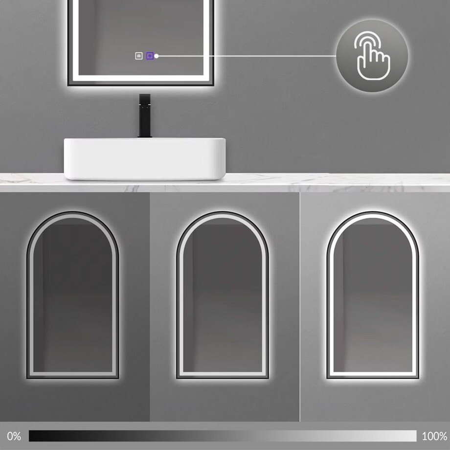 Lustro ścienne LED z czarną ramą DASH BLACK 60x100cm