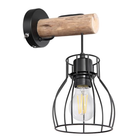 Lampa ścienna Mina 15326NW do przedpokoju czarna drewno