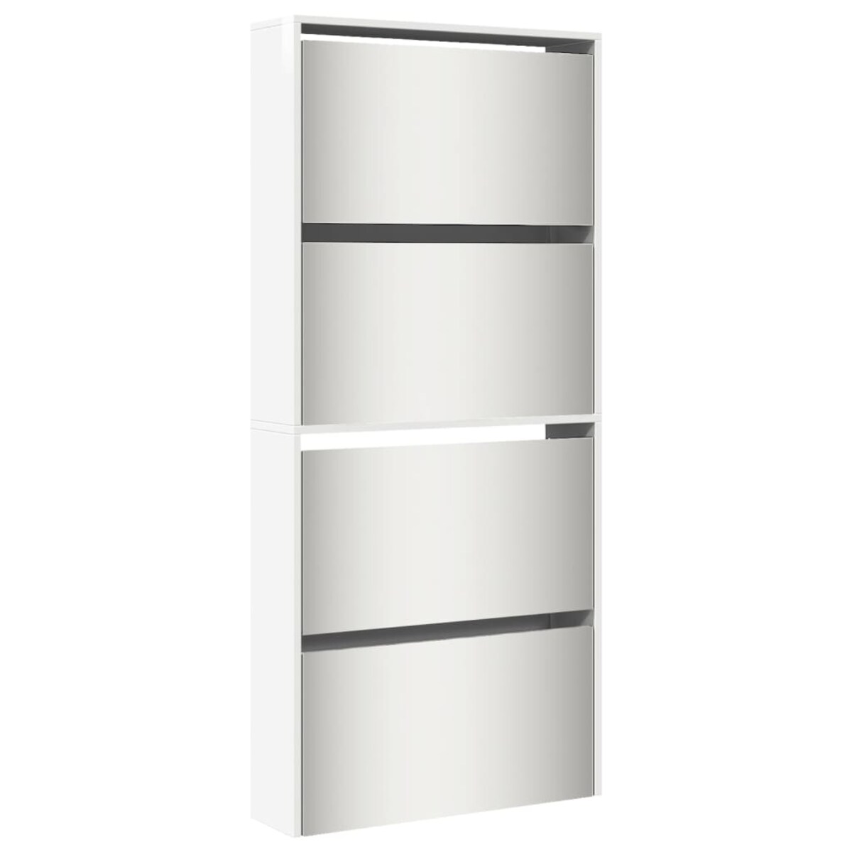 vidaXL Szafka na buty z lustrem, 4-poziomy, biała, połysk, 63x17x134cm