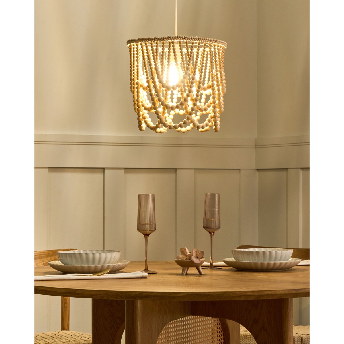 Żyrandol PUSWELI Drewno Jasnobrązowy