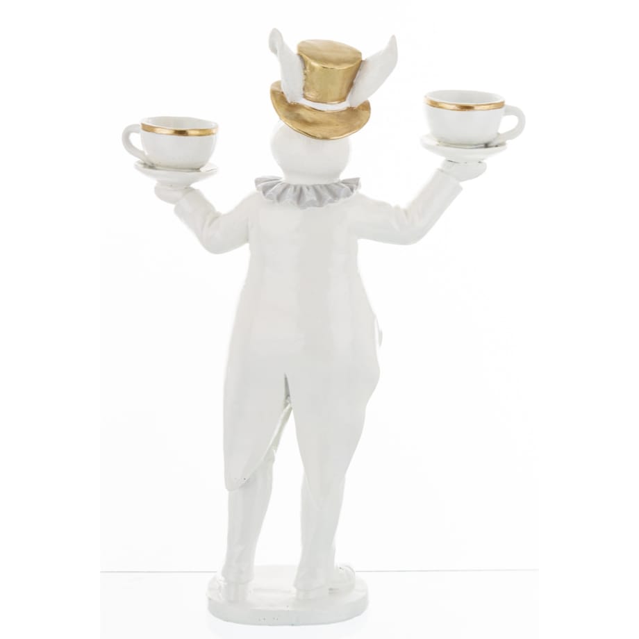 Dekoracja - królik z filiżankami 30,5x19x7 cm CAMERIERE