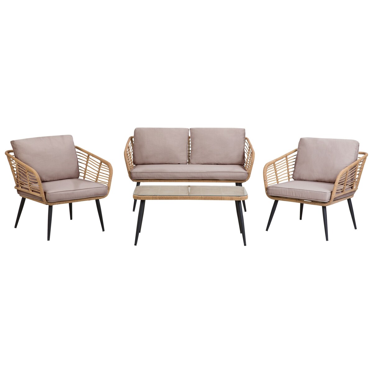 Zestaw ogrodowy ze stolikiem dla 4 osób CORINTH II Technorattan Naturalny