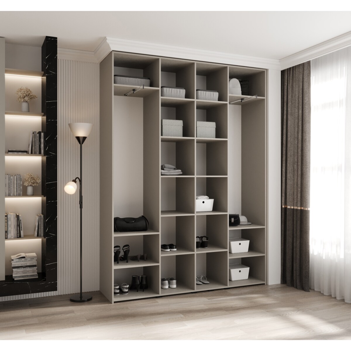 Szafa czterodrzwiowa Como 3 180 gł.40 kaszmir+czarny