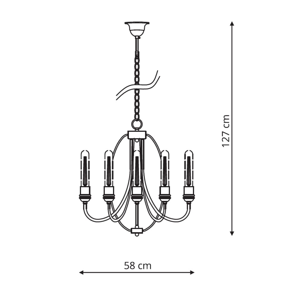 Żyrandol LAMPA wisząca CANARIA LP-6704/5P Light Prestige industrialna OPRAWA świecznikowy ZWIS na łańcuchu czarny