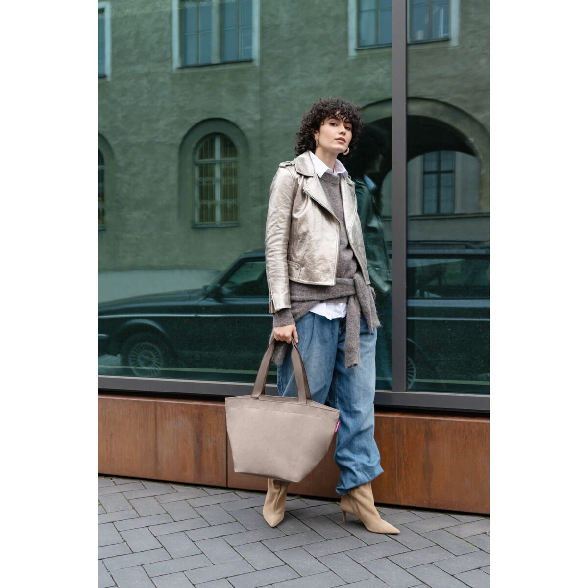 Torba SHOPPER M, herringbone mokka