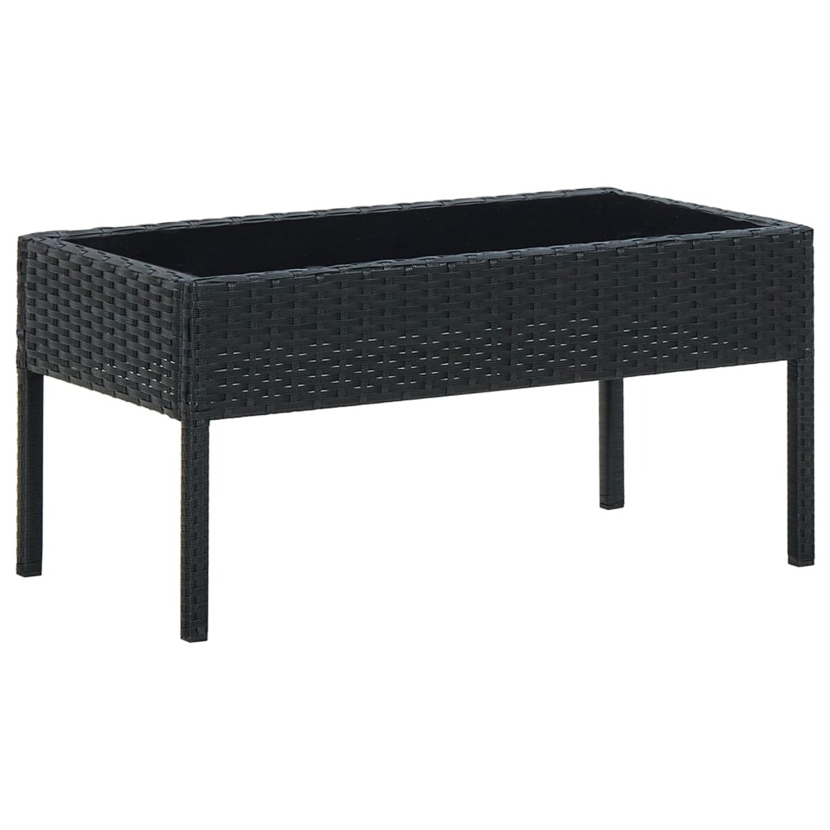 vidaXL Stolik ogrodowy, czarny, 75x40x37 cm, rattan PE