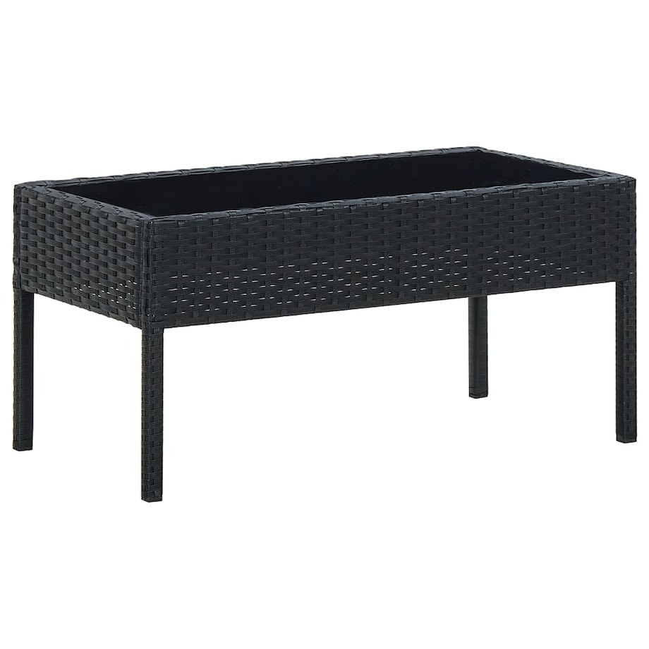 vidaXL Stolik ogrodowy, czarny, 75x40x37 cm, rattan PE