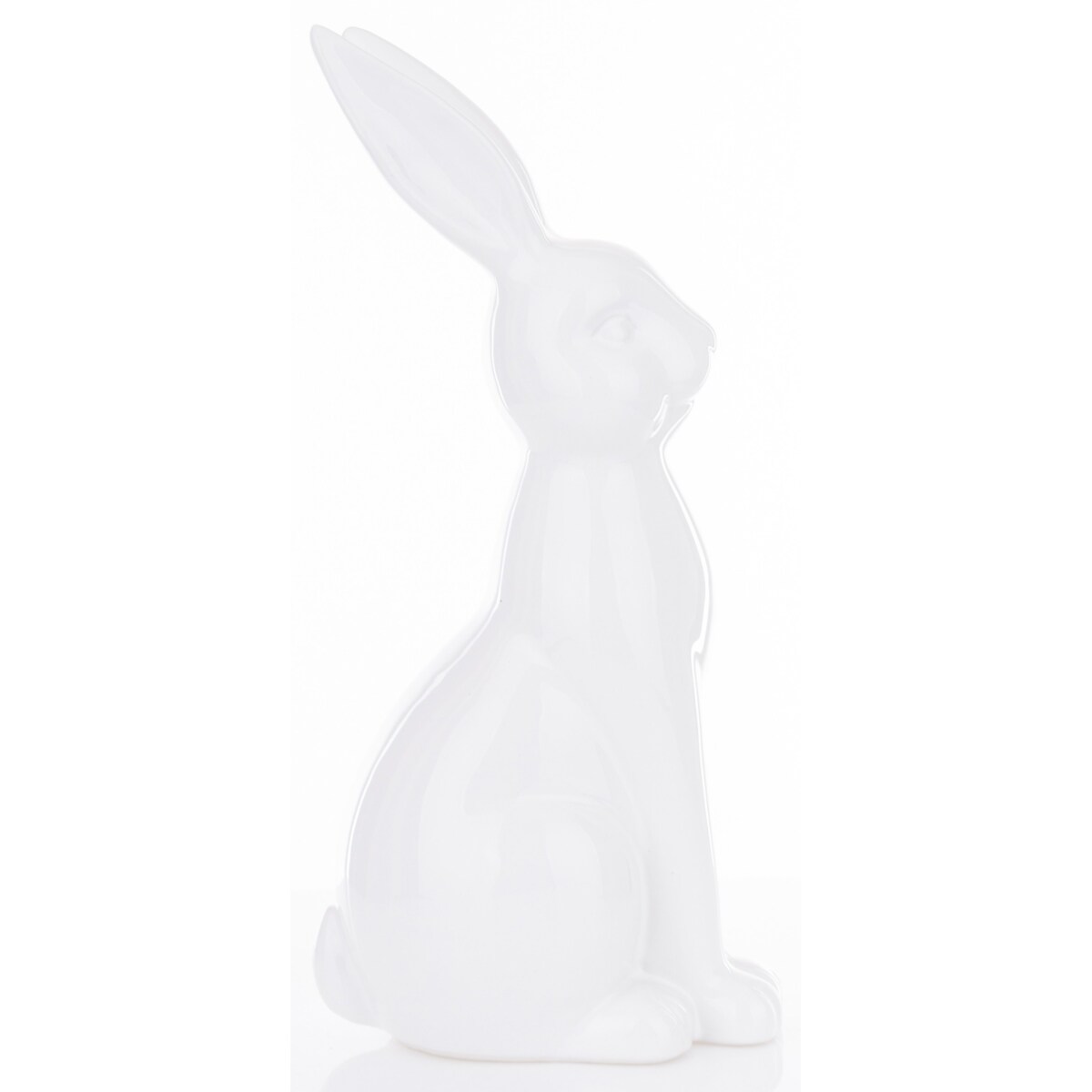 Dekoracja - siedzący biały królik 33x12x16 cm