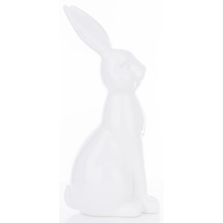 Dekoracja - siedzący biały królik 33x12x16 cm