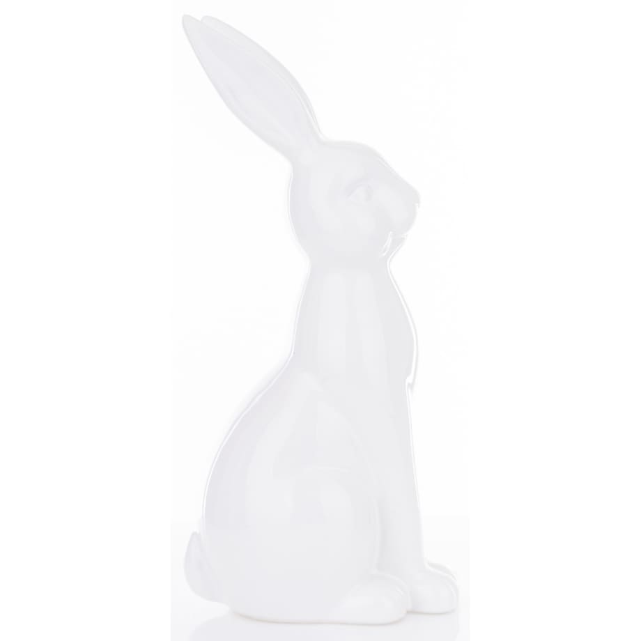 Dekoracja - siedzący biały królik 33x12x16 cm