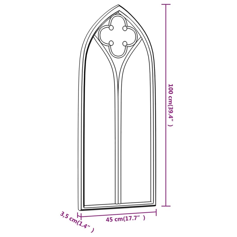 vidaXL Lustro ogrodowe, piaskowe, 100x45 cm, żelazne