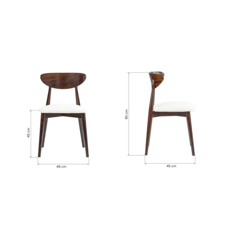 Krzesło drewniane do jadalni 80x45x45 cm białe/orzech OLBIA-III