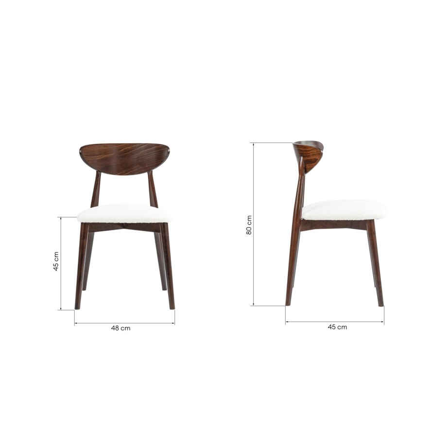 Krzesło drewniane do jadalni 80x45x45 cm białe/orzech OLBIA-III