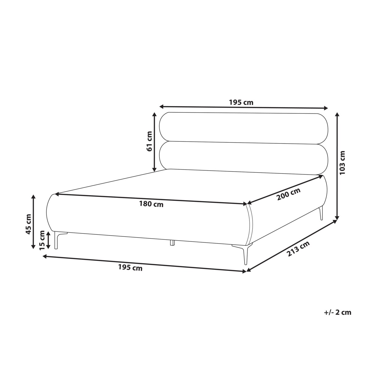 Łóżko Boucle LESSAY 180 x 200 cm Beżowoszary