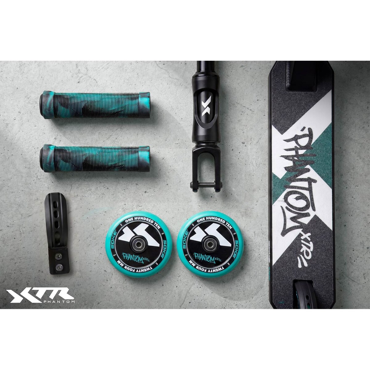 Hulajnoga wyczynowa Soke XTR czarny-turkus ABEC-9 110 mm