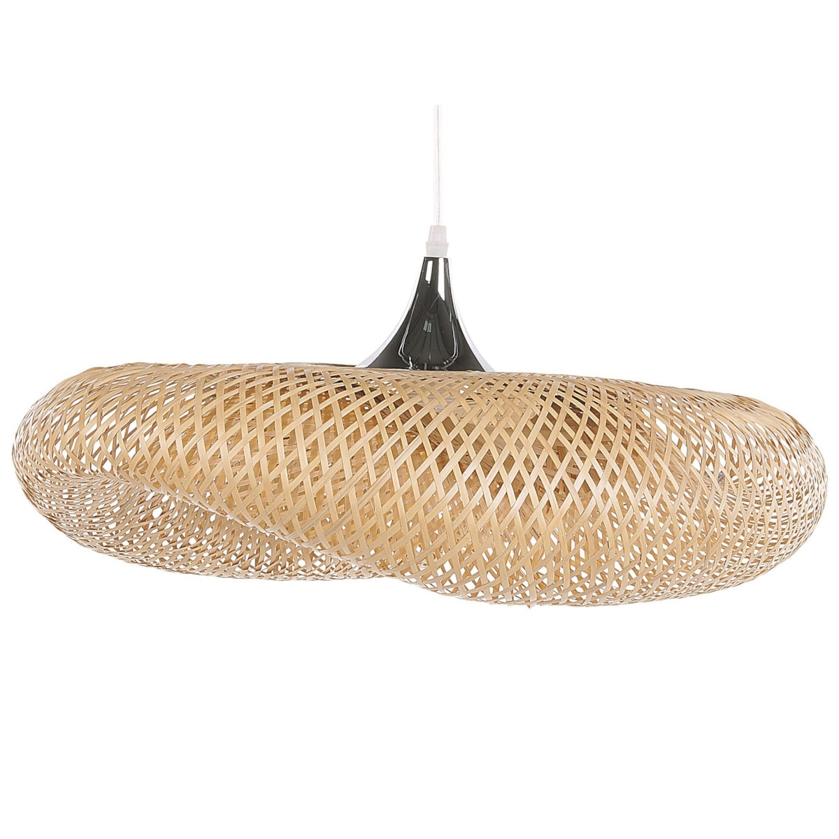 Lampa wisząca bambusowa jasne drewno BOYNE duża