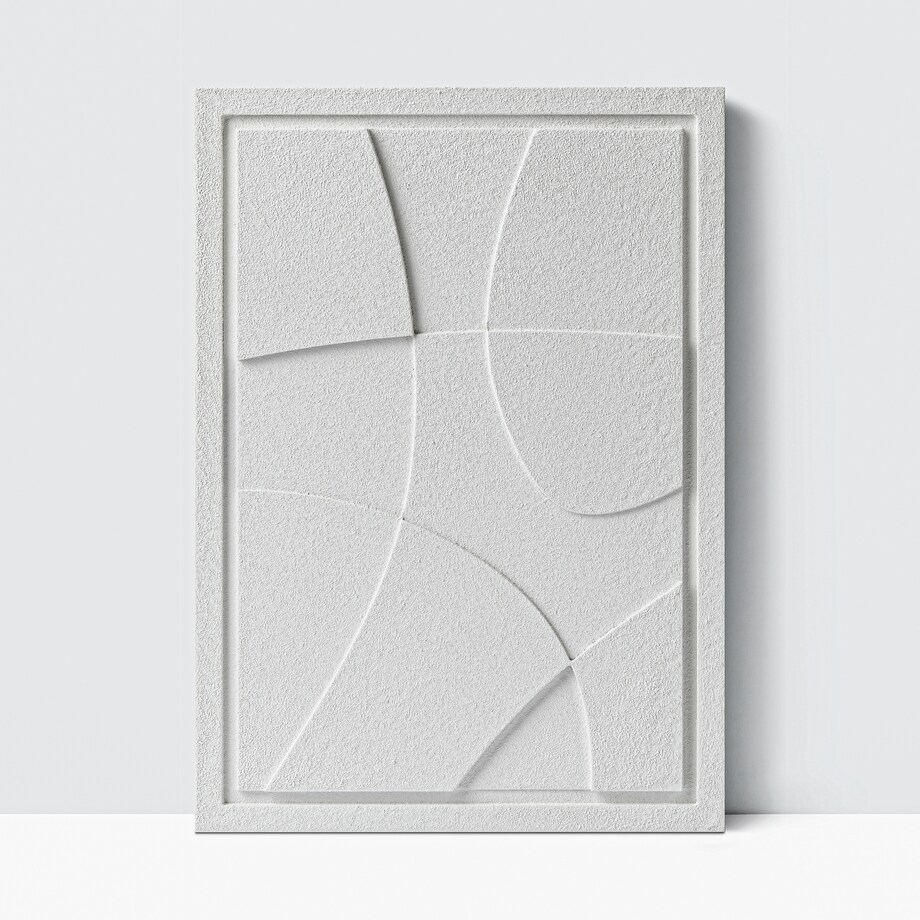 Obraz 3D 50x70cm Abstract I – Dekoracja Ścienna z Tynku Naturalnego, Bianco Minimalistyczny Relief